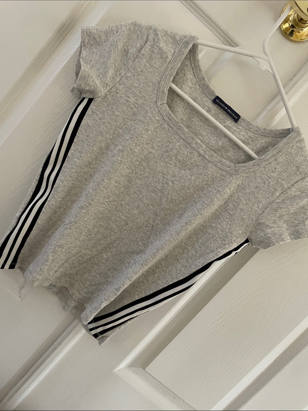 Brandy Melville Square Neck Side Stripe Top